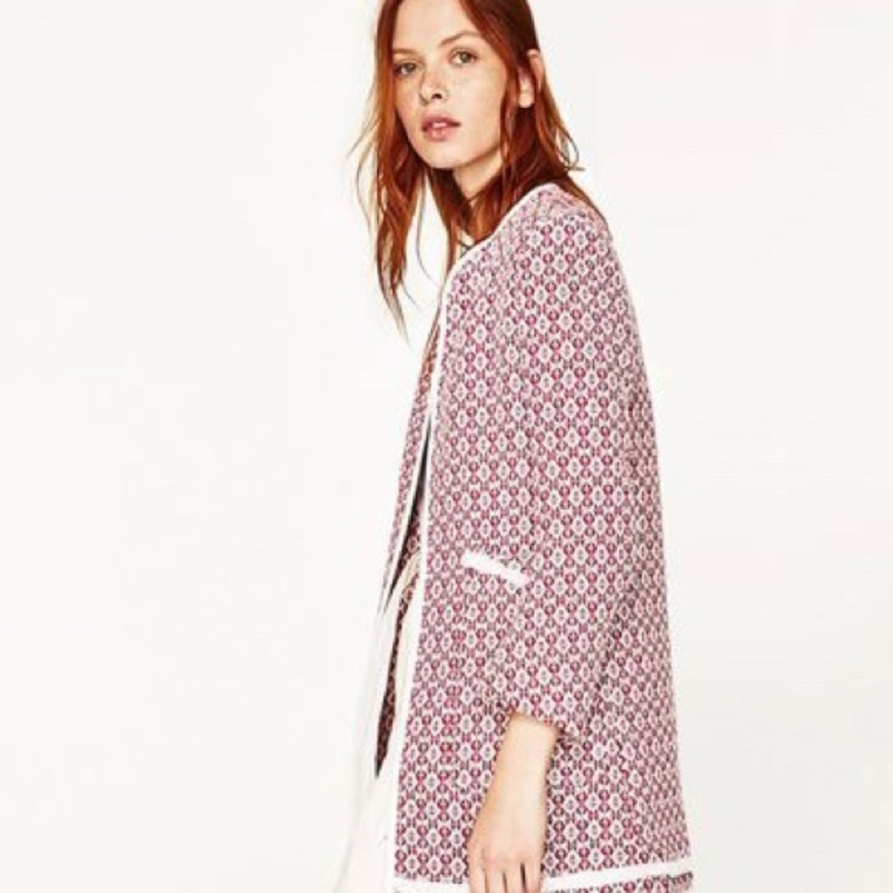 Zara Frayed Printed Coat - Picture 3 of 6